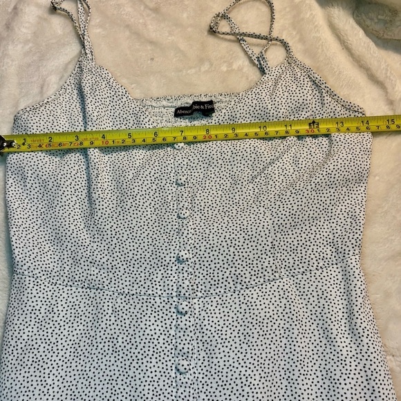 Abercrombie & Fitch Dress Small White Black Dots Viscose Spaghetti Strap Retro - Picture 14 of 16
